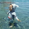 thumbnail image 7 of URMAGIC Kid Boy Girl Long Sleeve Shark One-Piece Hooded Swimsuit Clothes,1-5Y, 7 of 7
