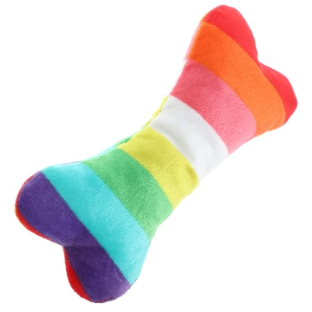 ORDDIART Colorful Bone Design Plush Teething Toy for Puppy Chewing and Oral 1Pack