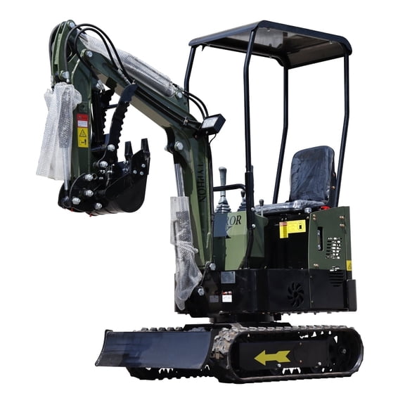 TYPHON TERROR X STORM Mini Excavator Machine – 1 Ton Trench Digger with Canopy, Hydraulic Thumb Clip, Bucket USA
