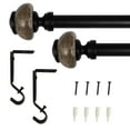 thumbnail image 5 of Lumi 3/4" Natural Marble Single Curtain Rod Set, Matte Black, 36"-66", 5 of 5