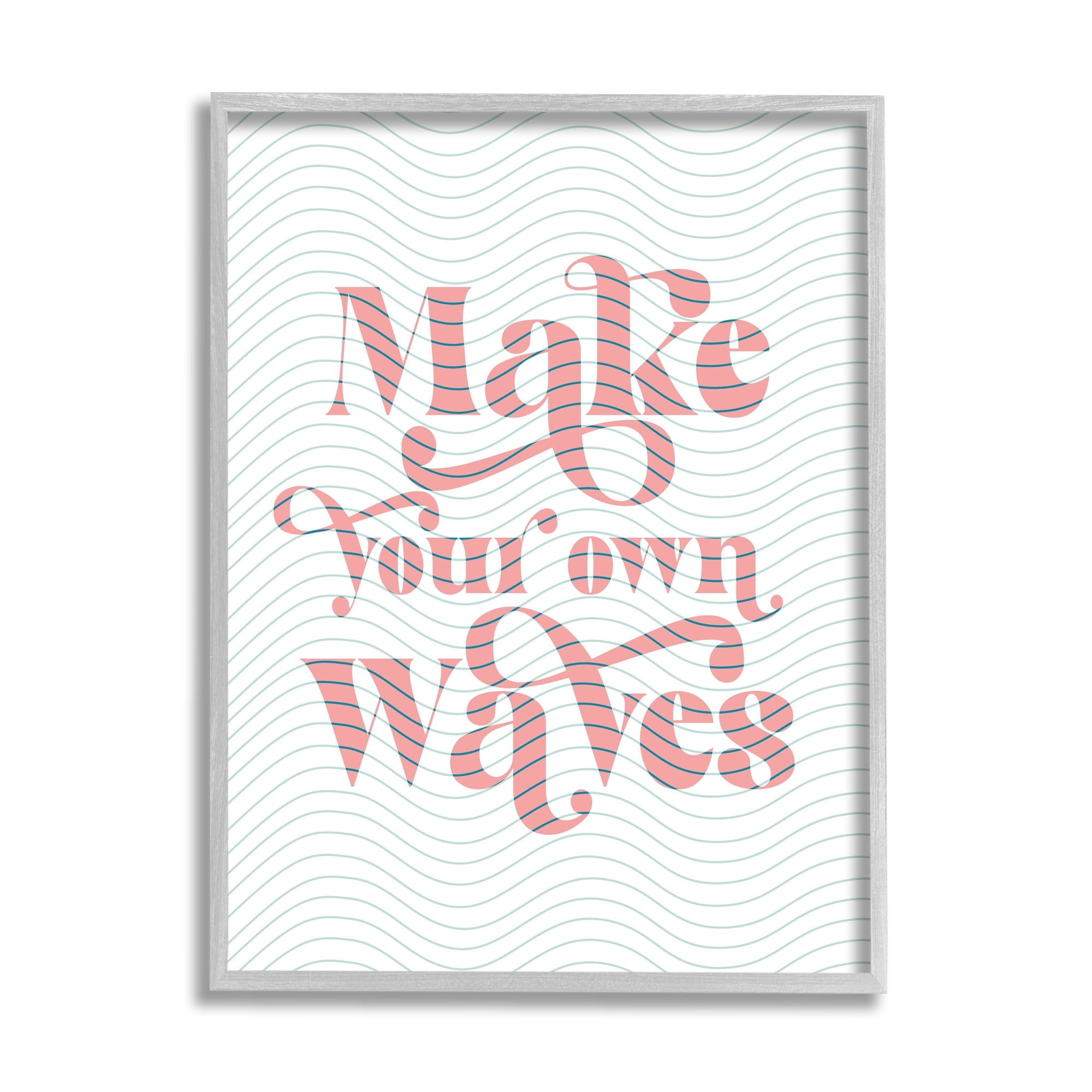 Stupell Industries Make Your Own Waves Groovy Patterned Stripes Graphic Art Gray Framed Art Print Wall Art, Design by Daphne Polselli