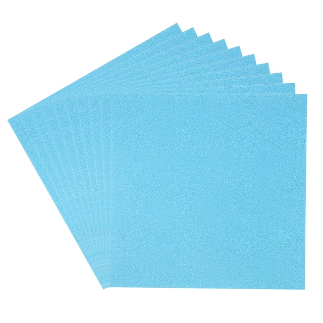 Uxcell 12x12" Cartulina con Brillos, 10Hojas Papel Brillante Sin Caída, Azul Claro
