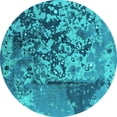 thumbnail image 1 of Ahgly Company Machine Washable Indoor Round Oriental Turquoise Blue Industrial Area Rugs, 3' Round, 1 of 4