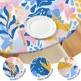 thumbnail image 4 of Multicolor Cartoon Floral and Leaf Pattern Round Fitted Tablecloth with Elastic Edge,Dining Table Cover Waterproof,Outdoor Round Tablecloth for Camping,Dining,Indoor and Outdoor, 4 of 7