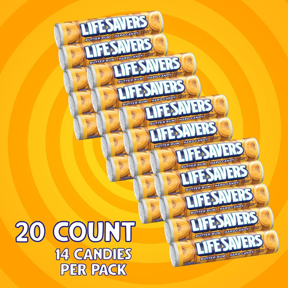 LIFE SAVERS Butter Rum .. Hard Candy Bulk, 1.14 .. ounce (20 Single Packs)