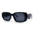 thumbnail image 4 of Womens Mod Rectangle Geo Bevel Cut Plastic Fashion Sunglasses All Black, 4 of 8