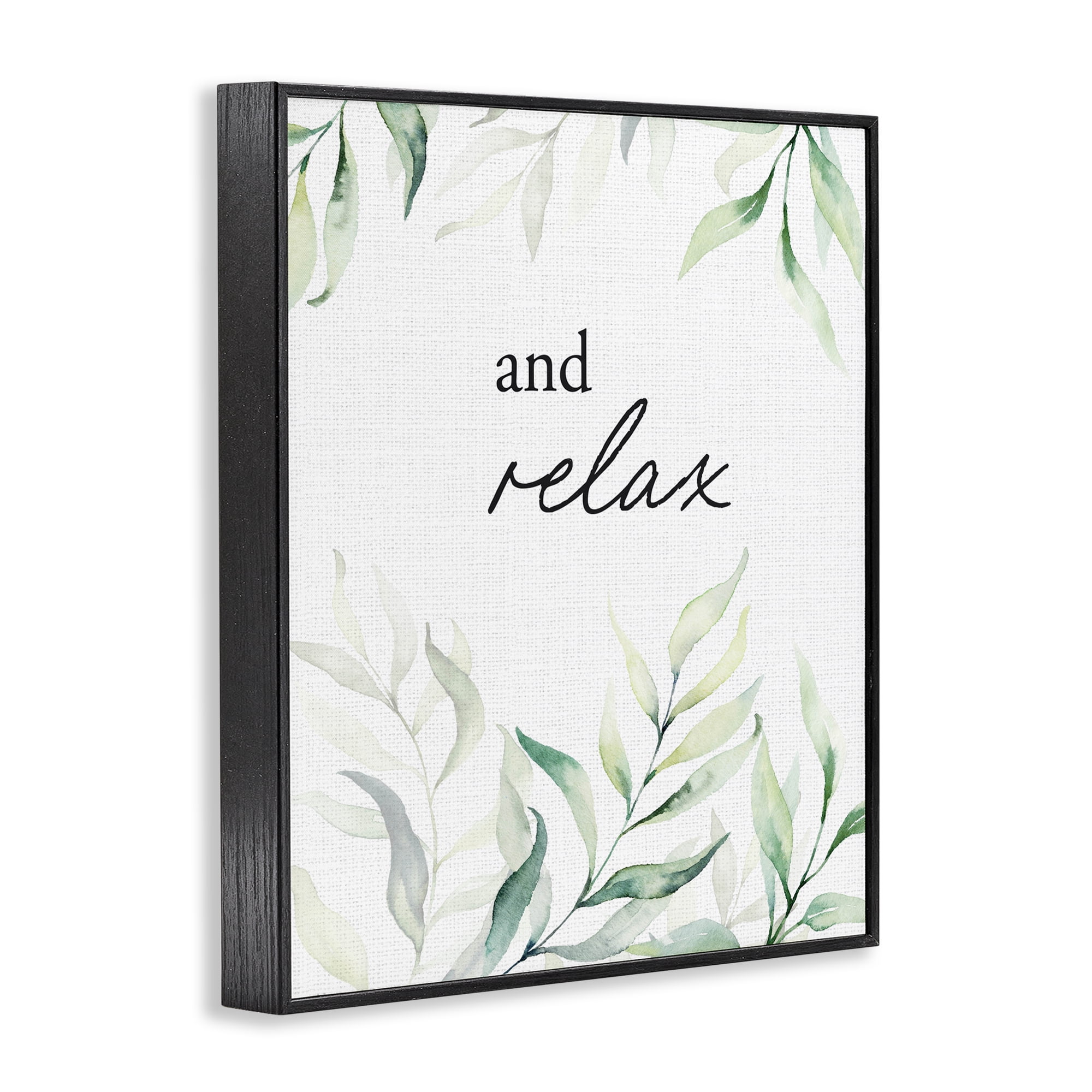 And Relax Soothing Greenery Black Framed Giclee Art, design by Lettered and Lined