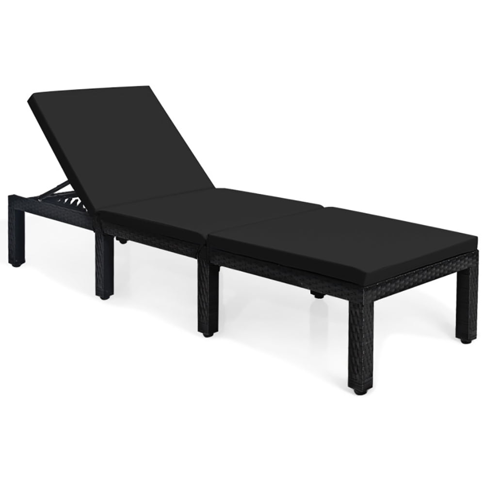 Aimee Lii Patio Rattan Height Adjustable Lounge Chair with 2 Set of Cushion Cover, Patio Loungers, Black & Turquoise Aimee Lii Patio Rattan Height Adjustable Lounge Chair with 2 Set of Cushion Cover, Patio Loungers, Black & Turquoise