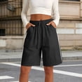 thumbnail image 7 of WCJM High Waist Knee Length Shorts for Women Flat Cloth Elastic Waistband Drawstring Loose Fit Summer Casual with Pockets Casual Pants for Women, 7 of 7