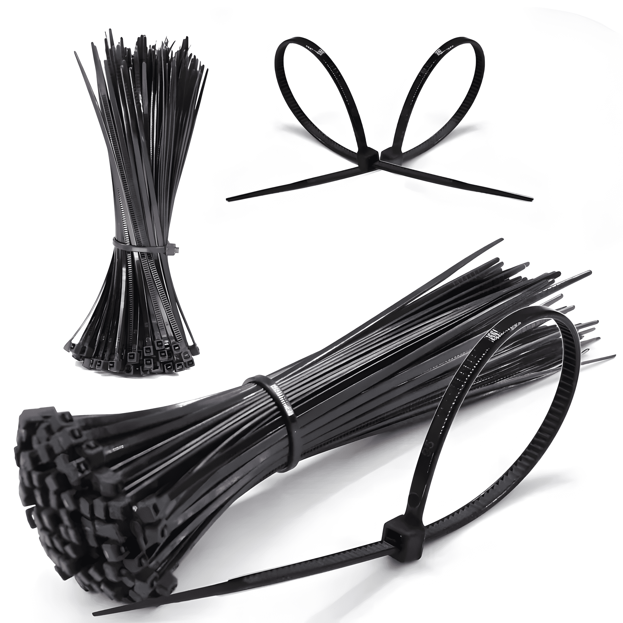 Zip Ties Assorted Size,4+6+8+12 Inch Double Sided Toothed,400 Pack,Black  Cable Ties With Self-Locking Adjustable More Durable Nylon Tie Wraps for Indoor Outdoor