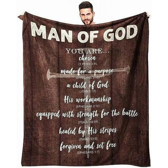 Christian Gifts for Men, Religious Gifts for Men Faith, Birthday Spiritual Gift for Christian Men, Inspirational Gifts for Men, Bible Biblical Gifts for Men Throw Blanket