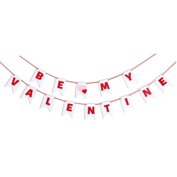 Pancarta del Día de San Valentín, pancarta de corazón de San Valentín, decoración rústica del Día de San Valentín, guirnalda de corazón para fiesta SÉ MI VALENTÍN