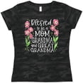 thumbnail image 3 of Inktastic Blessed to Be a Mom, Grandma, and Great Grandma Pink Flowers Women's T-Shirt, 3 of 5
