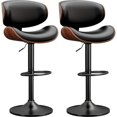 thumbnail image 1 of Taburetes de bar YaFiti, giratorios, 2 unidades, ajustables, de madera curvada, color negro, 1 of 9