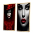 thumbnail image 3 of Designart "Stylish Scarlet Glamour from the Past" Fashion Woman Framed Wall Art Set Of 2 - Glam Red Gallery Wall Frame Set For Home Decor, 3 of 6