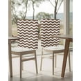 thumbnail image 4 of nqOlkjepod Brown Moire Chair Covers Set of 6, Decorative Chair Back Cover, Water Ripple Stripe Farmhouse Dining Room Chair Slipcovers Removable Chair Protectors Covers for Party Banquet, 4 of 7
