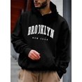 thumbnail image 3 of Sudadera con capucha y estampado de Brooklyn New York para hombre, cuello redondo, combina con todo, holgada y cómoda, sudadera básica de polar a la moda, ropa de otoño, 3 of 4