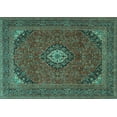 thumbnail image 1 of Ahgly Company Machine Washable Indoor Rectangle Medallion Turquoise Blue Traditional Area Rugs, 2' x 3', 1 of 4