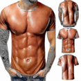 thumbnail image 2 of Men"s 3d T-shirt Bodybuilding Simulated Muscle Shirt Nude Skin Chest Muscle Tee Shirt Short-sleeve, 2 of 4