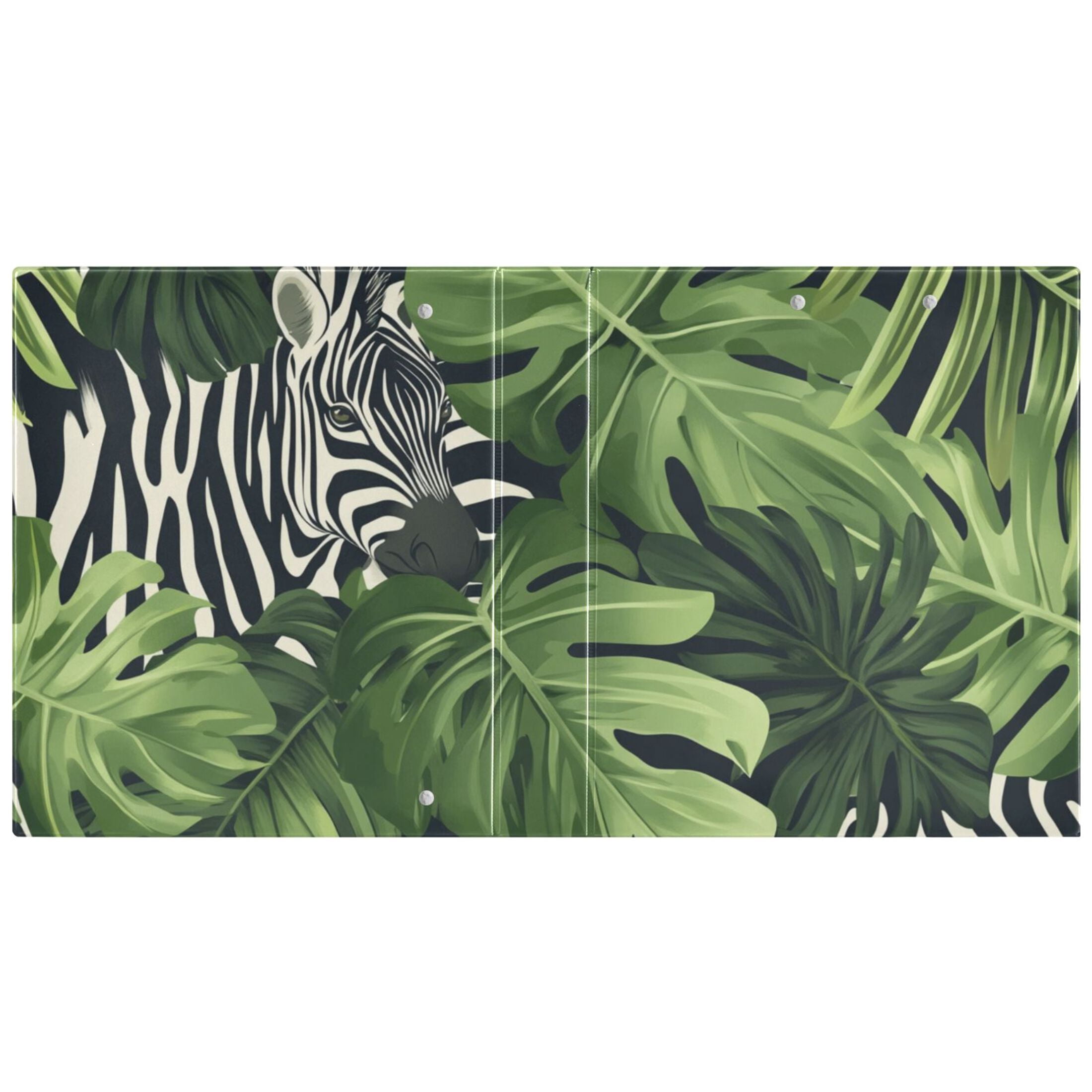 Zebra Behind Leaves 3 Ring Binders 1.5 inch Hardcover File Folders with Interior Pockets A4 Size Organizer for School Office Hospital