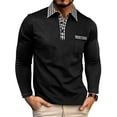 thumbnail image 3 of IYTR Men's Dress Shirts Long Sleeve Color Matching Turndown Collar Button Tshirts with Pocket Solid Color Leisure Loose Fit Spring Clothes Lightweight Shirt (Black,L), 3 of 8