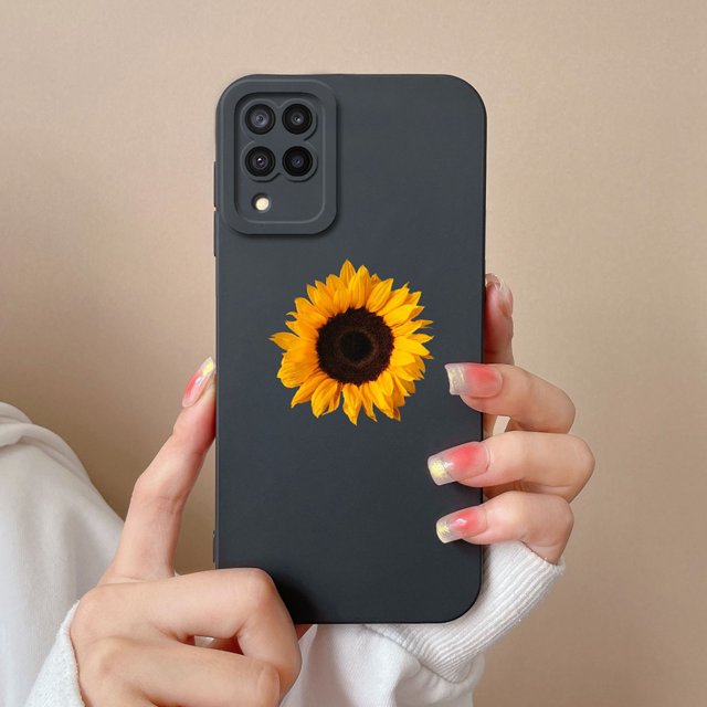 Case For Samsung A 12 M12 F12 Flower Astronaut Square Lens Protection Soft Liquid Silicone Back Cover For Samsung A12 A M F 12