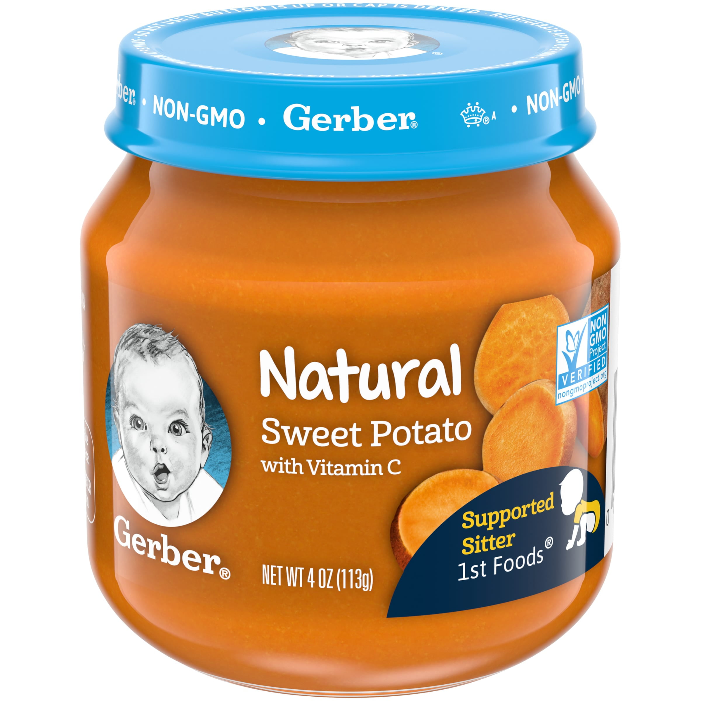 Gerber 1st Foods Natural for Baby Baby Food, Sweet Potato, 4 oz Jar (10 Pack)