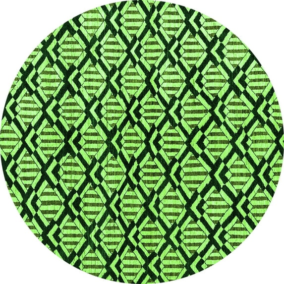Ahgly Company Indoor Round Abstract Green Modern Area Rugs, 6' Round