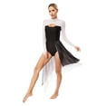 thumbnail image 2 of CHICTRY Women Modern Lyrical Dance Dress Mesh Long Sleeve Cutout Back Leotard Split Skirts White XXL, 2 of 6