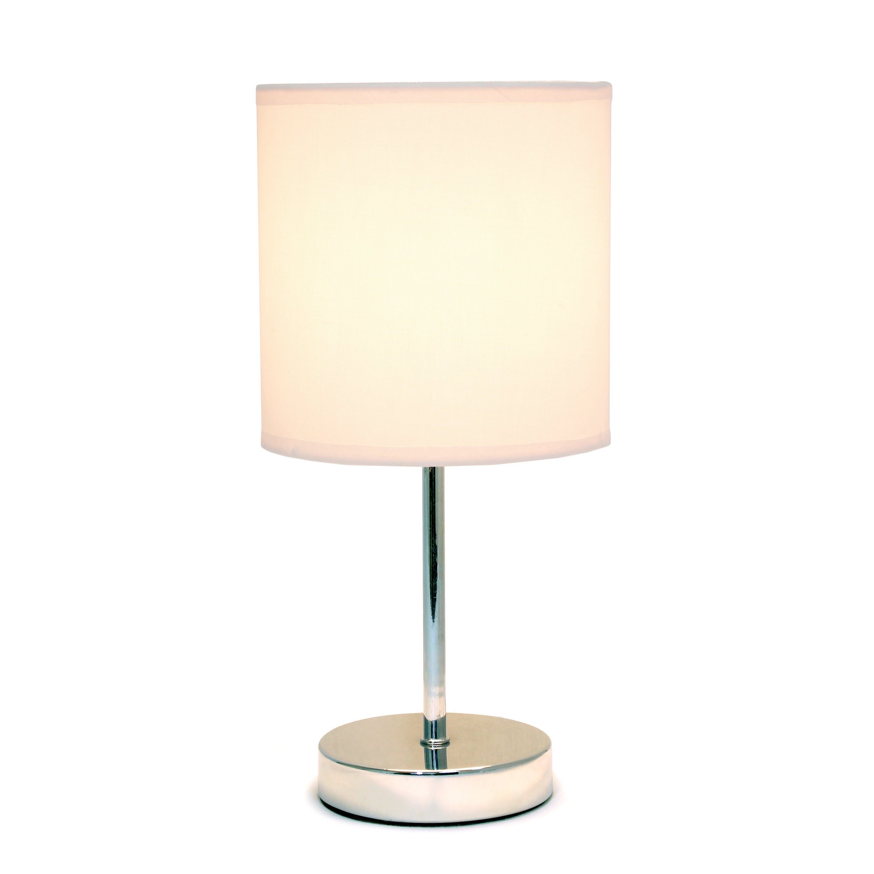 Creekwood Home 11.81" Chrome Petite Metal Stick Table Lamp with LED Bulb, Blush Pink Shade