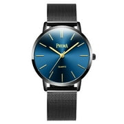 Luxury Quartz Watches Minimalist Ultra-thin Waterproof Watch(Blue steel)