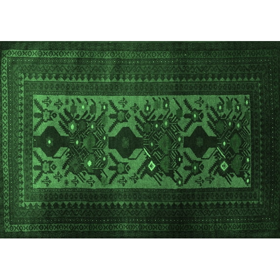 Ahgly Company Indoor Rectangle Persian Emerald Green Traditional Area Rugs, 6' x 9'