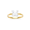 thumbnail image 1 of Solid 14k White and Yellow Gold Two Tone Initial Letter Stackable Ring "M" Size 8, 1 of 2
