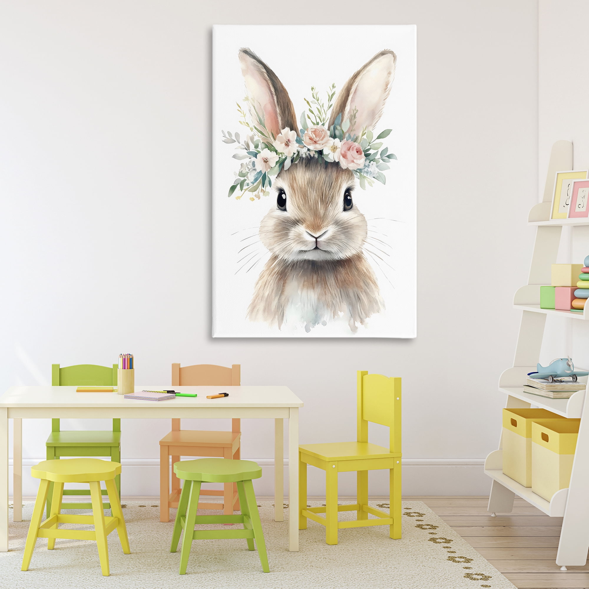 Stupell Industries Flower Adorned Baby Rabbit Canvas Wall Art, design by Creative Studio