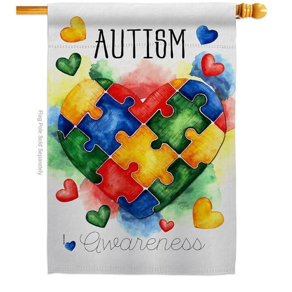 Breeze Decor H115221-BO Support Autism Day Awareness 28 x 40 in. Double-Sided Decorative Vertical House Flags for Decoration Banner Garden Yard Gift
