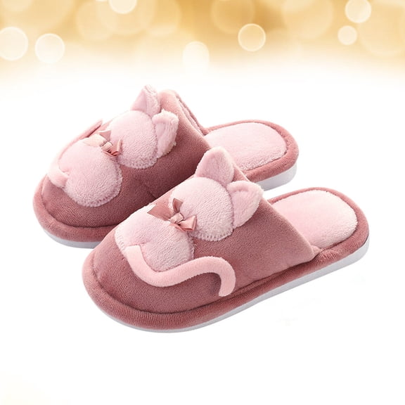 SOPOTUTU Women's Half Shoe Slippers Indoor Cotton Soft Semi Enclosed Watermelon Red Comfortable 1 Pair