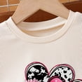 thumbnail image 4 of Wxirdiow Teen Outfits Girls 2PCS Outfit Set Short Sleeve Tops & Flare Pants with Heart Print Casual Girl Clothes Beige Size,7-8 Years, 4 of 7