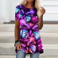 thumbnail image 1 of Puntoco moda mujer casual cuello redondo blusa estampada manga corta camiseta verano tops Puntoco Puntoco-7377, 1 of 5