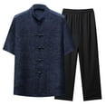 thumbnail image 2 of purcolt Tang Suit Men Chinese Traditional Clothes Kung Fu Shirt Uniform Long Sleeve Button Up Tops and Pants 2 Piece Outfit Sets, 2 of 3