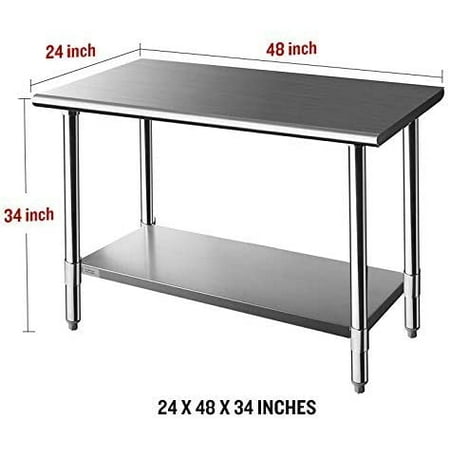 Z SGRILLS tainless Steel Commercial Kitchen Prep & Work Table 48 x 24 ...