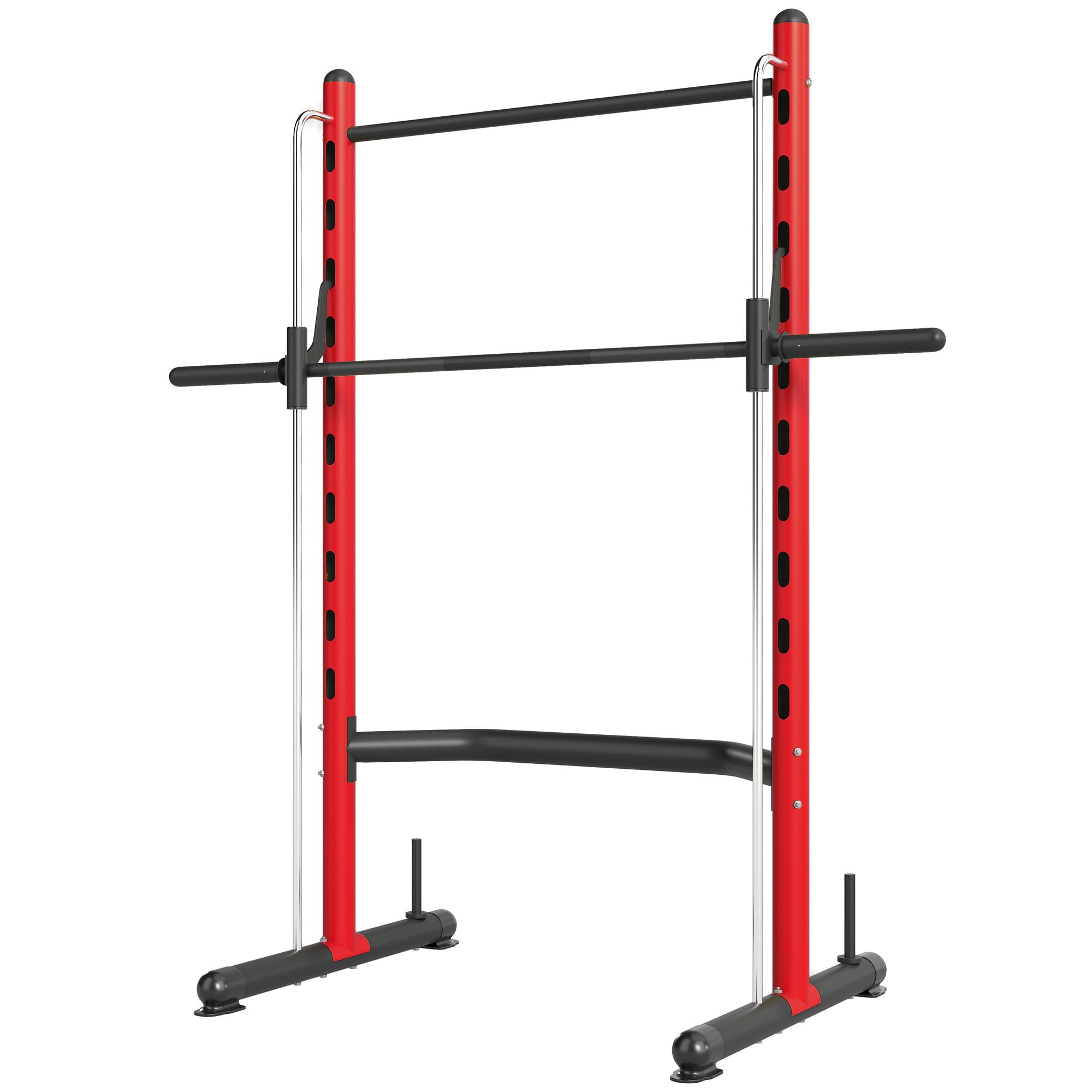 Squat Rack with Pull Up Bar & Adjustable Bench, Half Rack for Weight Lifting, Red