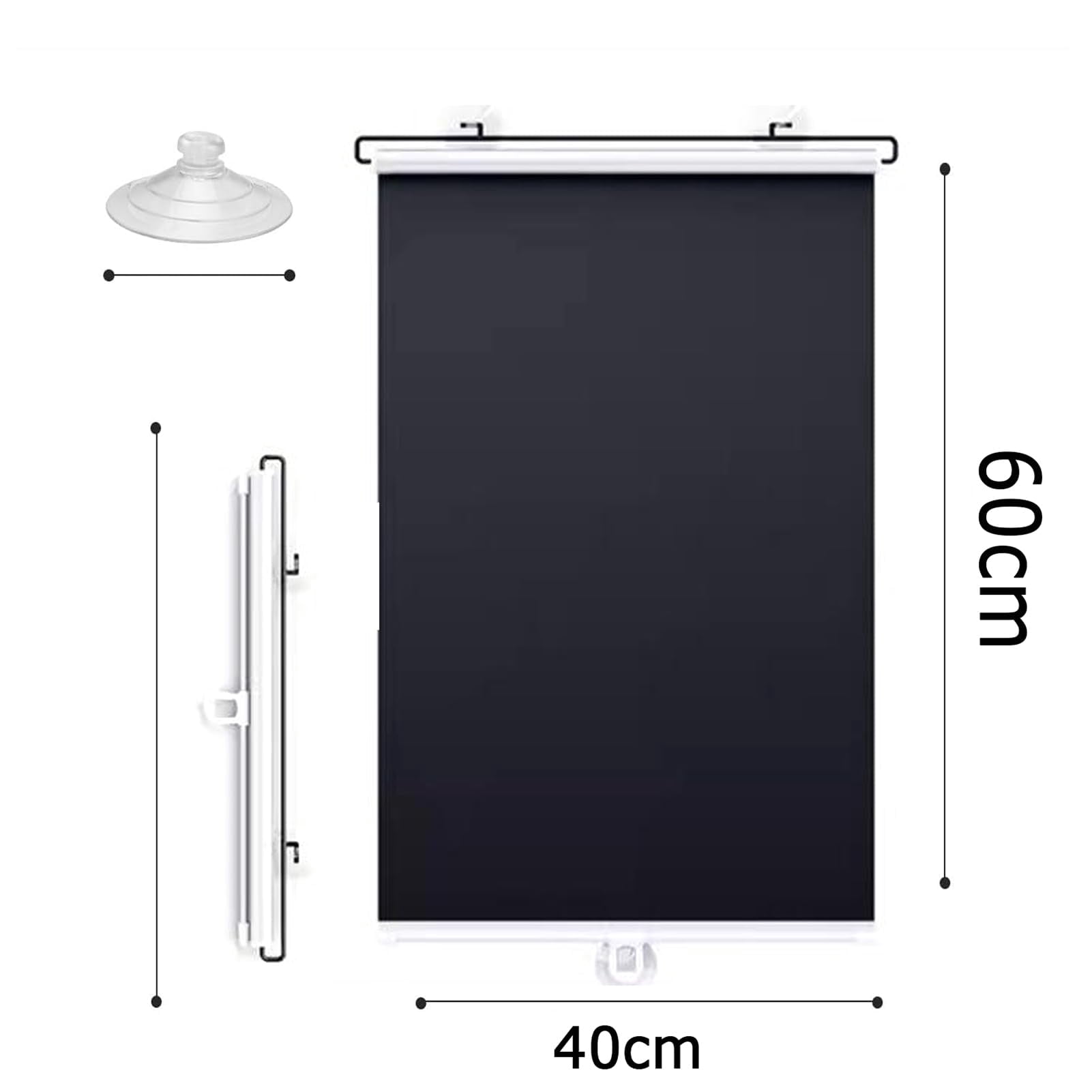Suction Cup Roller Blinds for Windows, Black  Retractable Blackout Roller Blinds, No Drilling Sunshade Curtains