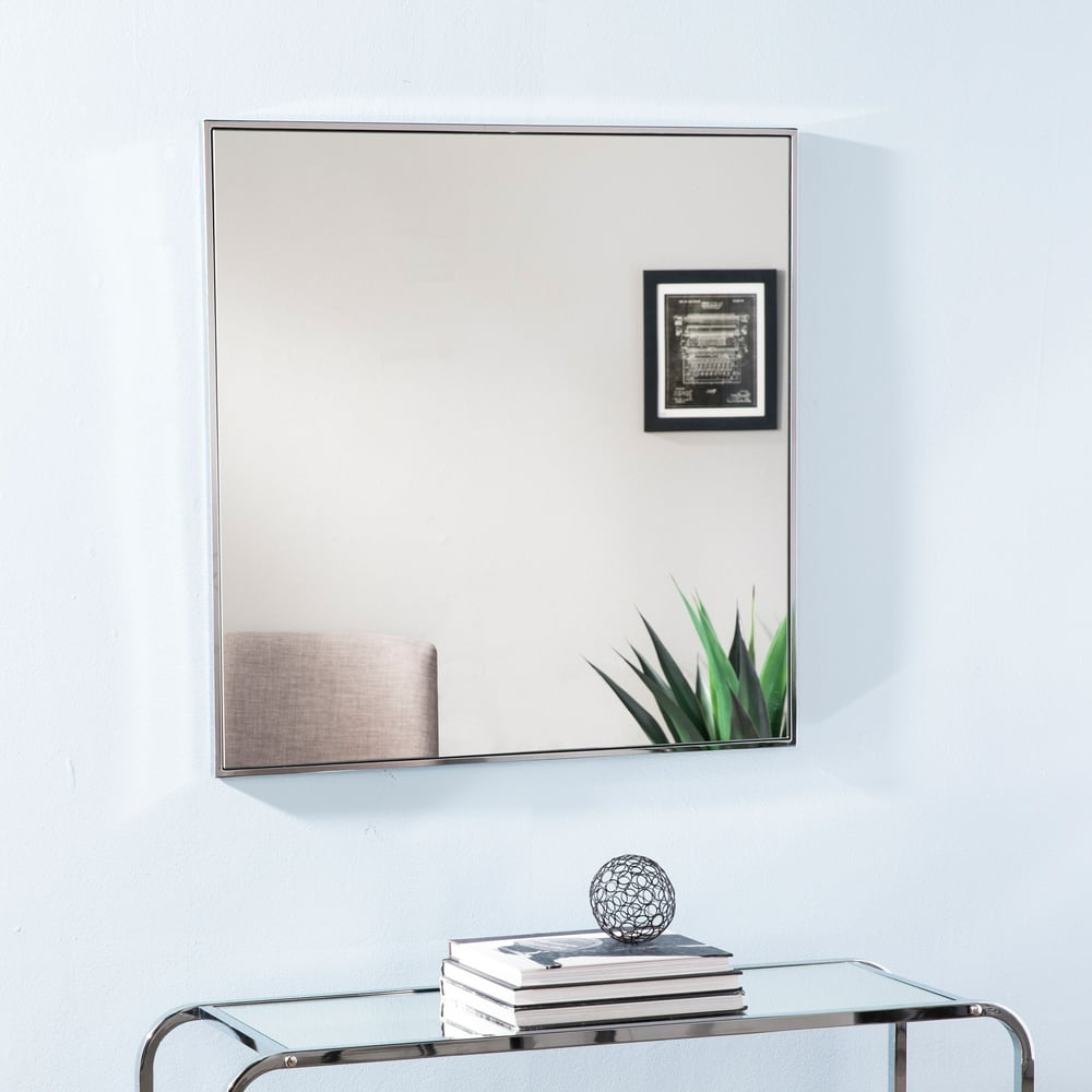 Kendi Square Decorative Wall Mirror, Silver