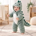 thumbnail image 6 of CUZIBR Dinosaur Boy Girl Halloween Onesie Animal Romper Jumpsuit Hooded Zip Up Long Sleeve Funny Dress-up Party Clothes,Green,1-3 Months, 6 of 7
