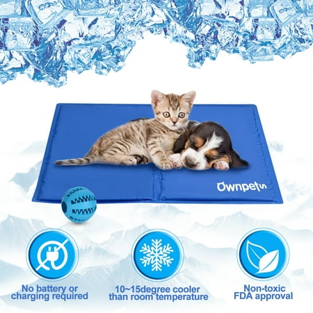 Ownpets Pet Cooling Mat w Pet Toy Ball for All Sizes Cats and
