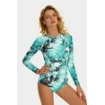 thumbnail image 4 of Women's One Piece Rashguard Zip Back Swimsuit Surfing Shirt Sun Protection, 4 of 6