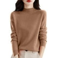 thumbnail image 2 of Women's Turtleneck Shirts Knit Pullover Sweater Long Sleeves Tops Midweight Thermal Underwear Blouse Khaki M, 2 of 6