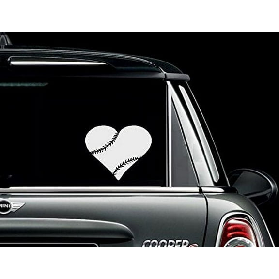 Decal ~ Baseball Heart ~ WALL DECAL, or Window Decal 11" x 12"