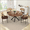 Walnut, variant on MAYEERTY 47"Round Modern Dining Table Fits 4-6, Farmhouse Style,Metal Frame for Kitchen/Dining Room, Black