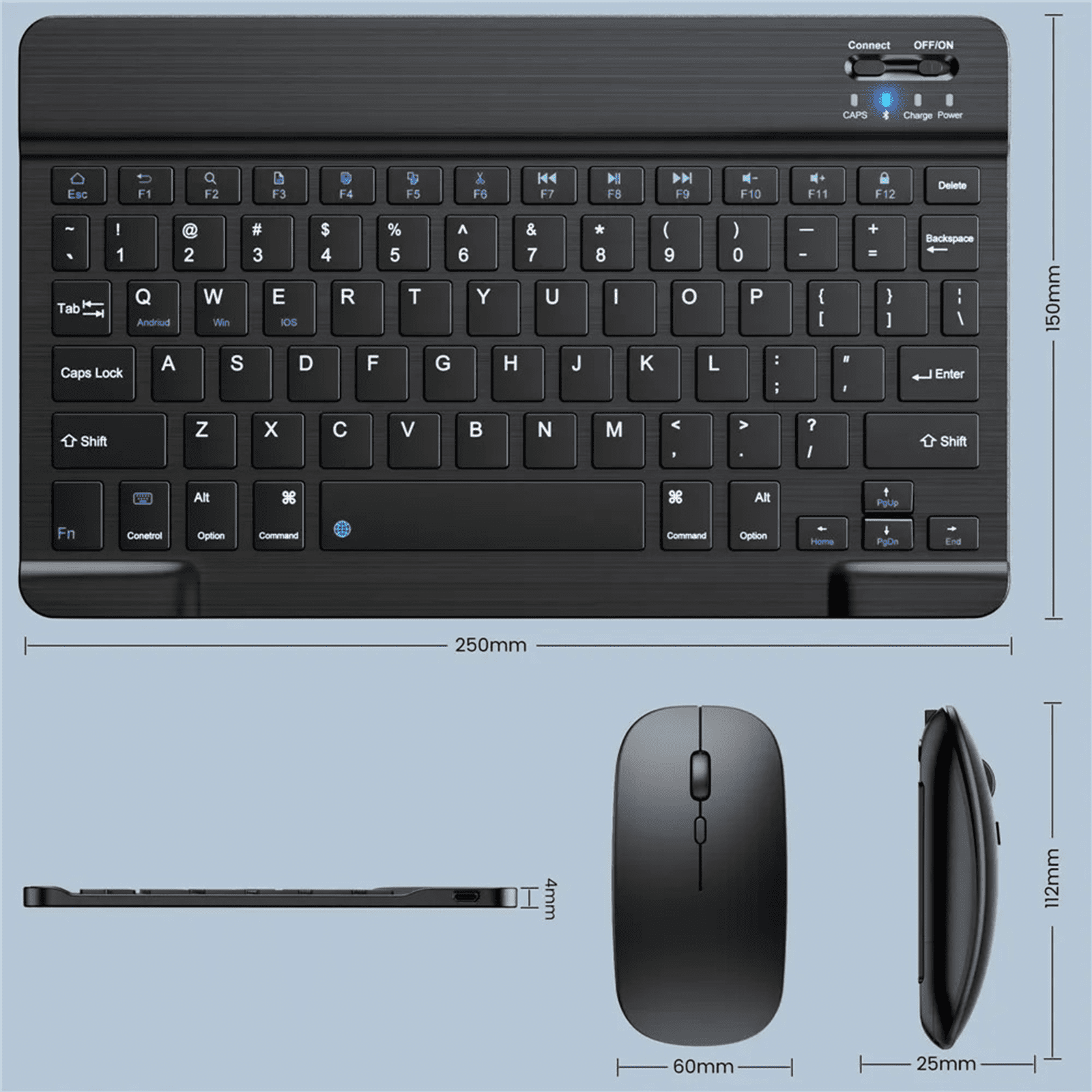 Mini Bluetooth Wireless Keyboard and Mouse Set English Keypad For iPAD IOS Android Windows Tablet 